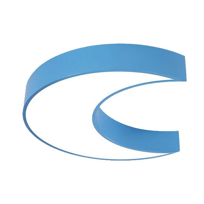 Lámpara de techo LED empotrada Crescent, lámpara empotrada de metal para dormitorio infantil Macaron en azul