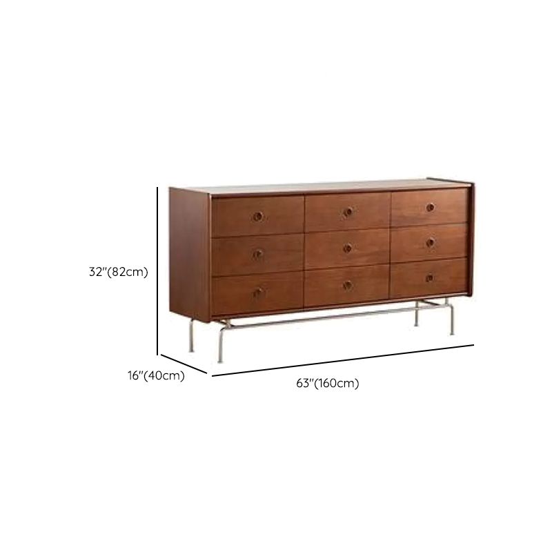 Mid-Century Modern Rectangle Accent Cabinet Solid Wood Storage Cabinet