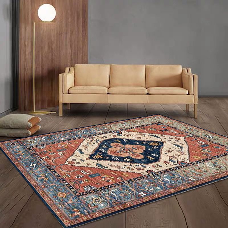 Tapis à imprimé géométrique multi-couleurs mélange de coton mélange oriental tapis intérieur non glissement