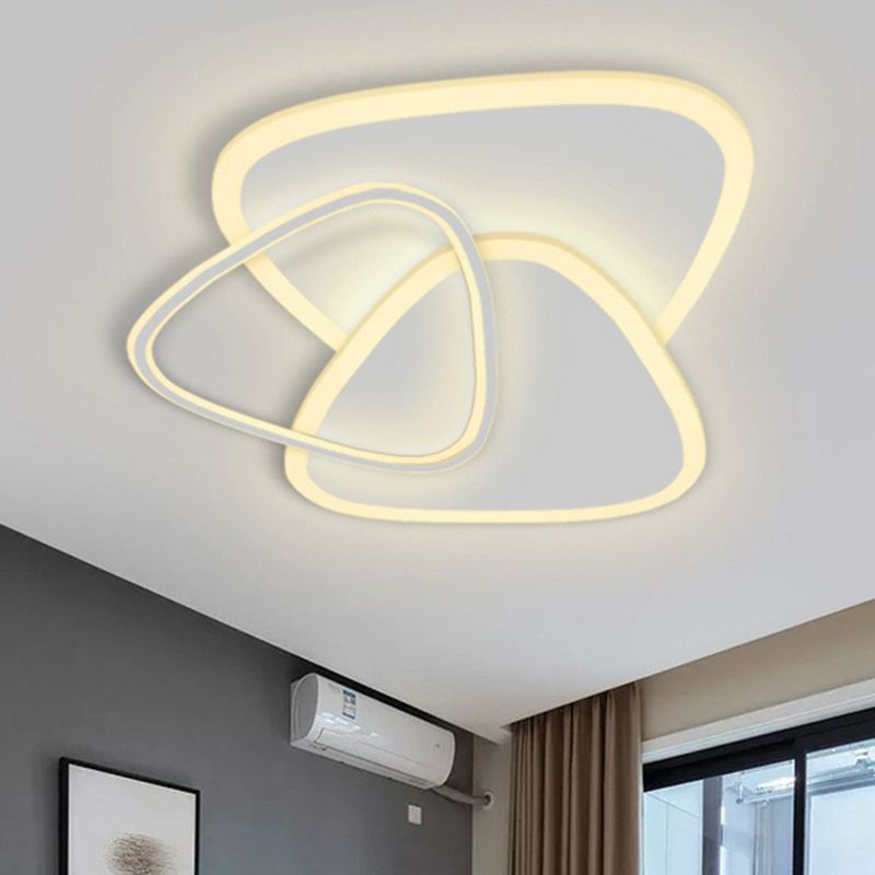 Plafonnier triangulaire à LED de style moderne pour chambre à coucher, luminaire de plafond en blanc