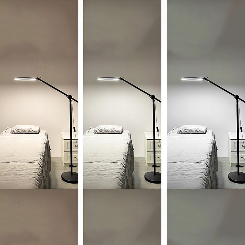 Balance Arm Task Floor Lamp Modern Metal Black Standing Light with Ring Shade