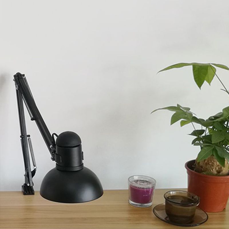 Adjustable Dome Shade Desk Lamp Simple Style Metallic 1 Light Black/Red Reading Book Light for Study Room