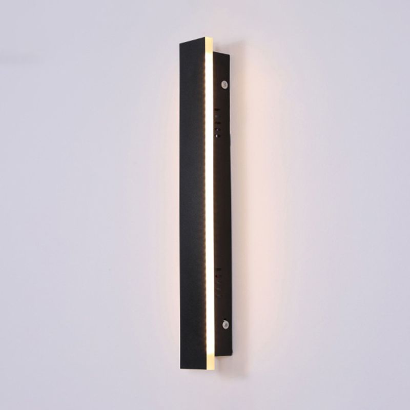 Modern Style Simple Long Line Shade Wall Sconce Metal 1 Light Sconces in Black for Outdoor