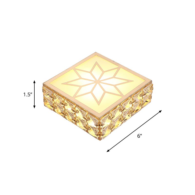 Square Flush Massimale Light Modernst Sfere Crystal LED Corridoio Flush Mount Fixture in Gold con Star Pattern