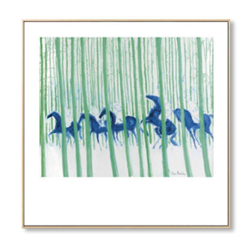 Modern Painting Horse Herds Canvas Print Light Color Textured Wall Art Decor for Home