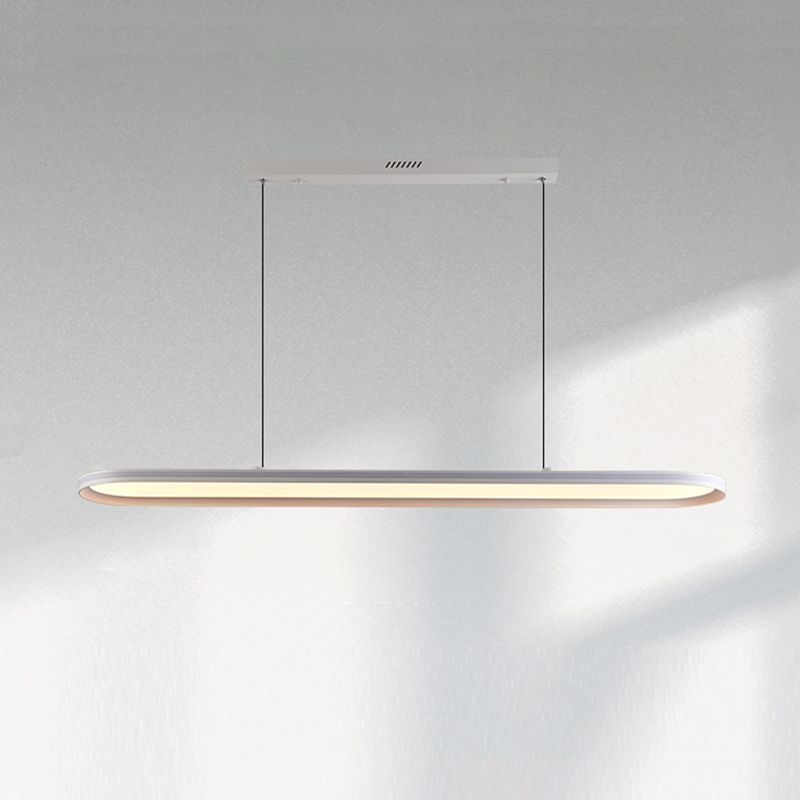 Minimalism Oval LED Hanging Pendant Lights in White for Dining Room