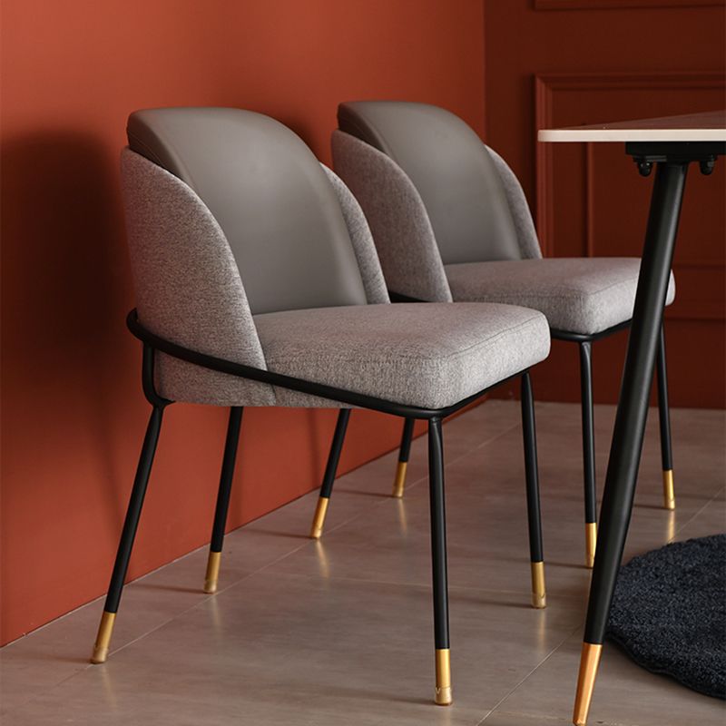 Sillas de comedor sin brazos de tela Glam, silla de comedor de metal para uso doméstico