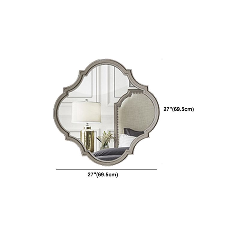 Traditional Mirrored Vanity Set Light Brown Solid Wood Dresser