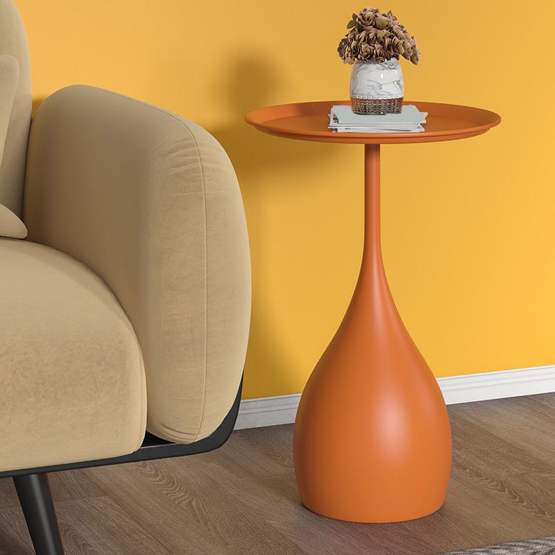 Modern Style Metal Base Slab & Metal Table Top Round Side Table