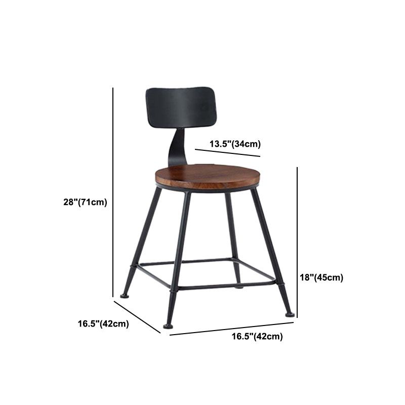 Contemporary Metal Barstool Wood Counter Stool in Matte Finish for Indoor