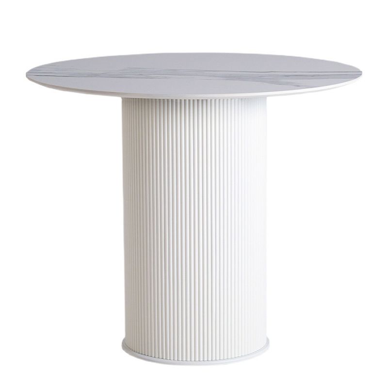 Simplicity Round Top Restaurant Table White Metal Base Dining Table