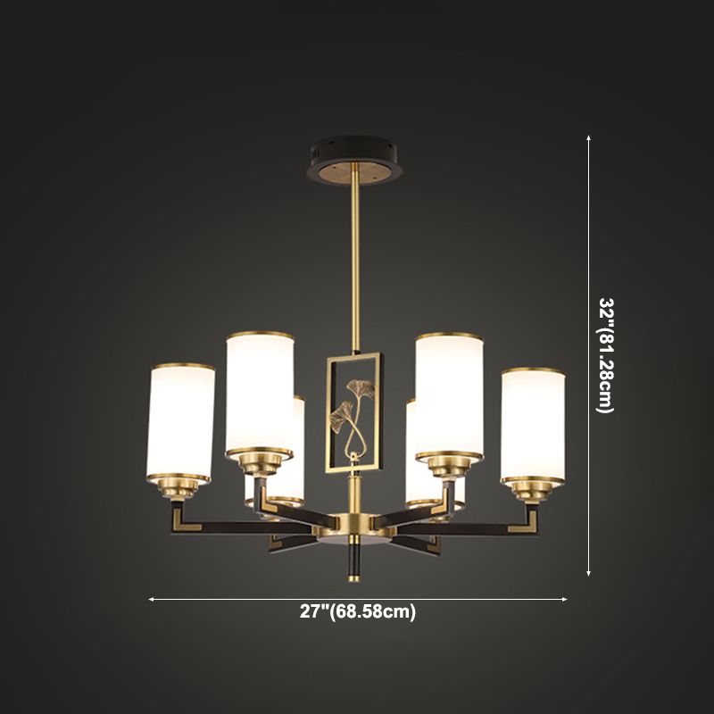Cylinder Shape Pendant Lights Modern Style Glass Chandelier Lights