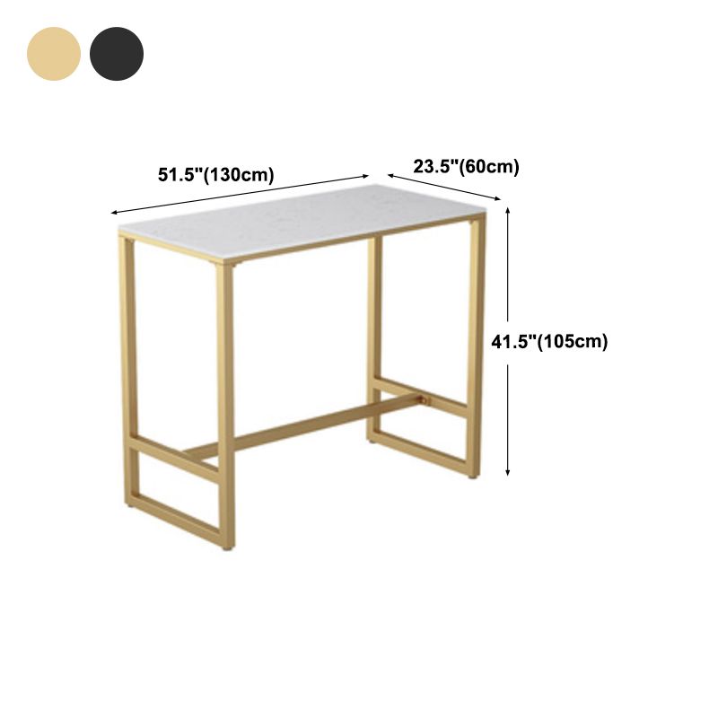 Glam White Faux Marble Bistro Table Indoor Iron Trestle Pedestal Bar Dining Table