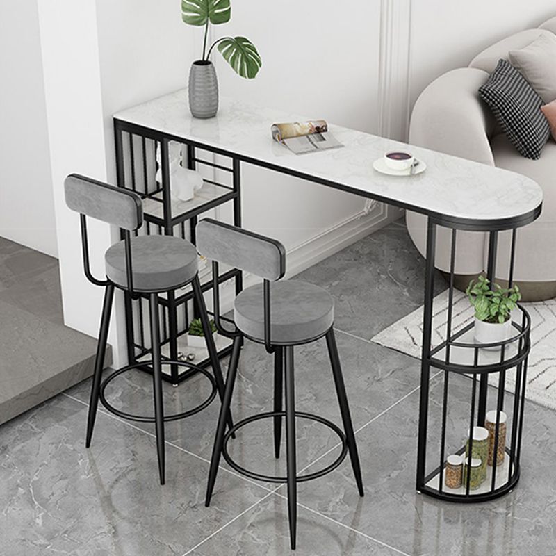 Contemporary Metal Bar Stools Armless Dining Stools with Footrest