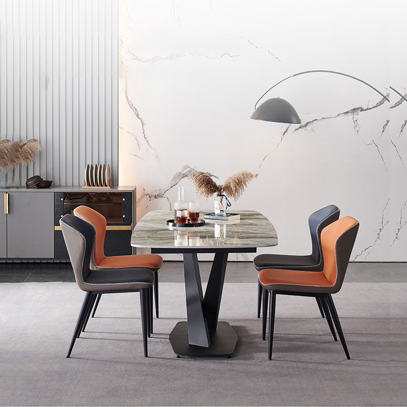 Industrial Faux Leather Dining Chairs Armless Wingback Parsons Chair