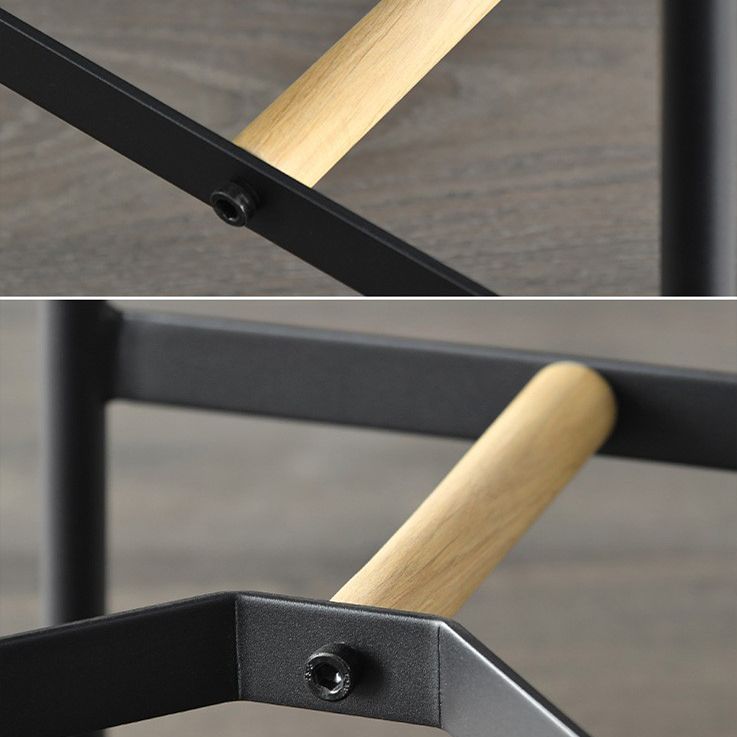 Taburete de bar negro moderno, taburete de bar sin brazos de madera con reposapiés y base de hierro