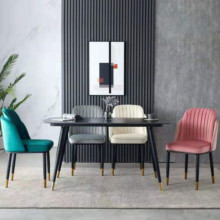 Glam Armless Velvet Dining Chair Parsons Chair in Matte Finish for Home