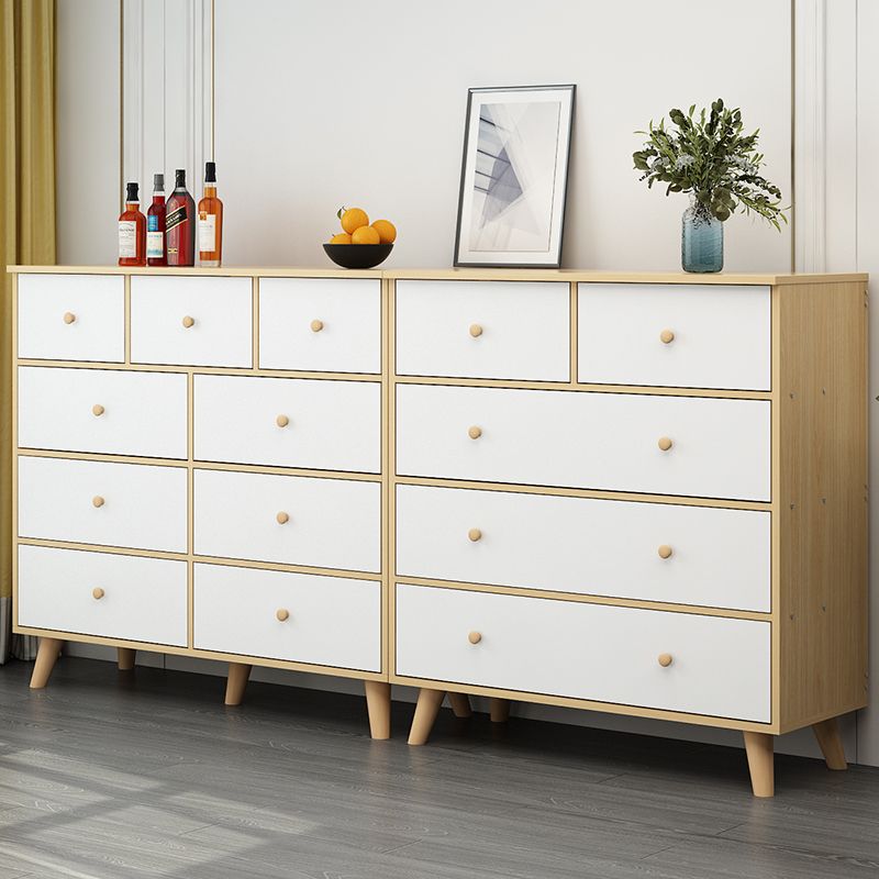 Scandinavian Wood Horizontal Storage Chest with Drawers for Home