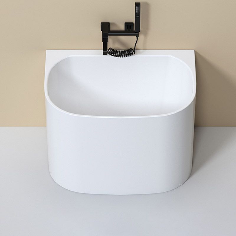 Modern Corner White Acrylic Bathtub Back to Wall with Drain Bath Tub