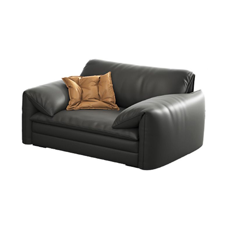Stationary Stain Resistant Genuine Leather Pillow Top Arm Seating