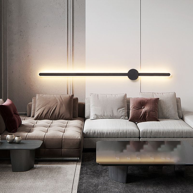 Metal Linear Shape Wall Light Modern Style Multi Lights Wall Mounted Light in Black