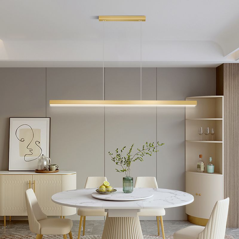 Contemporary Linear Shape Pendant Light Metal 1 Light Pendant Lighting Fixture in Gold