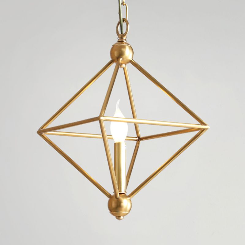 Metal Gold Pendant Lamp Candle-Style 4 Lights Classic Chandelier Light Fixture for Living Room