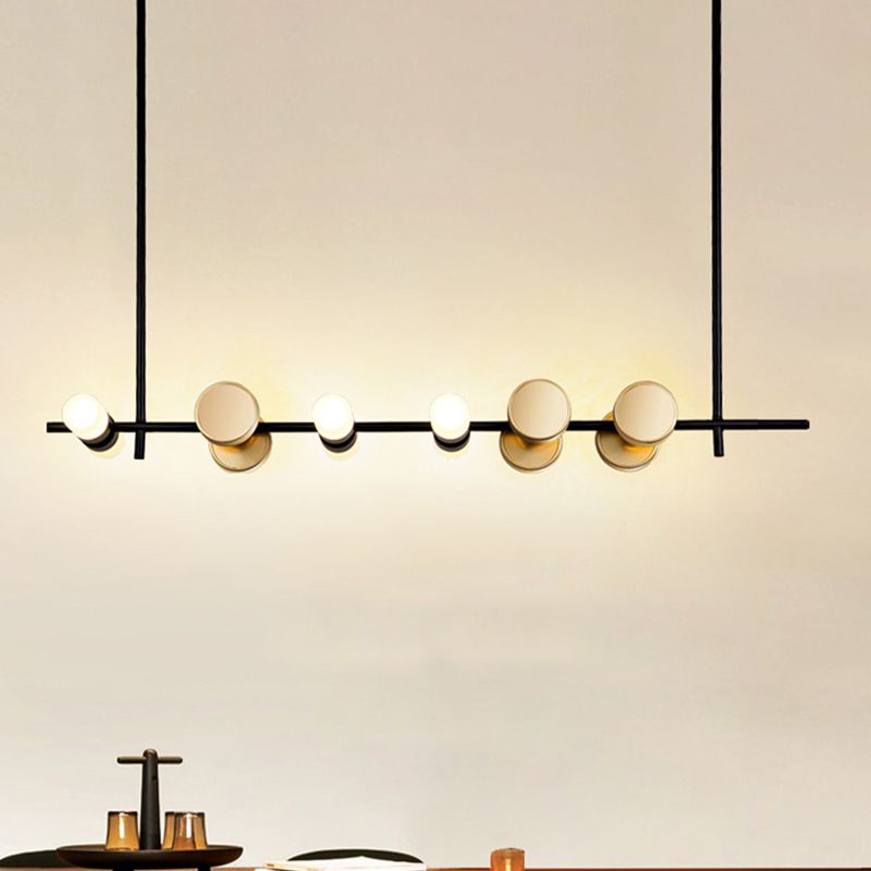 Cuisine linéaire plafonnier s'arranger 6 lumières lustre de pendentif contemporain en noir