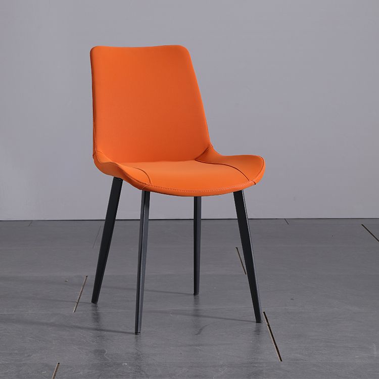 Minimalist Style Faux Leather Dining Chairs Solid Back Armless Side Chairs (Set of 2)