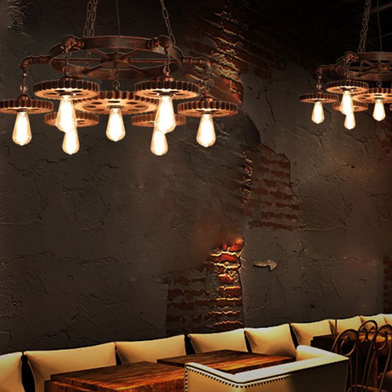 Bronze Antique suspension du lustre en fer forgé de barreaux de lustre