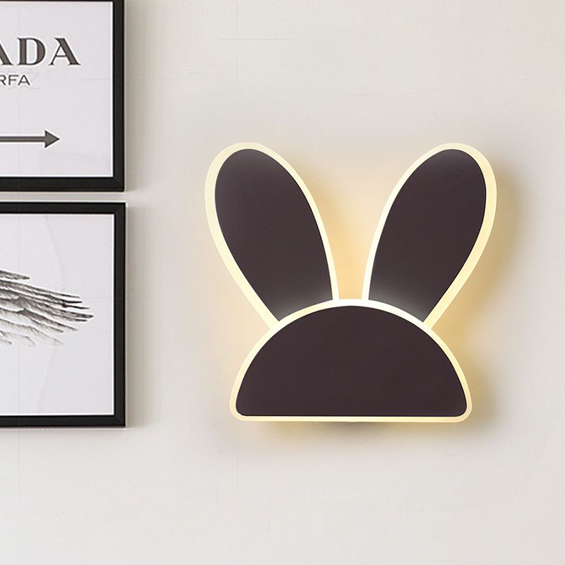 Rabbit Wall Sconce Light Fixture Kids Iron Black/White LED Wall Mounted Lighting for Living Room
