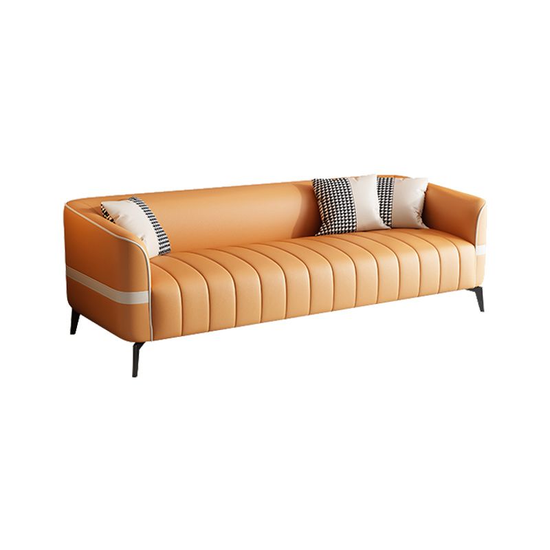 Contemporary 25.59" H Faux Leather Tuxedo Arm Sofa for Living Room