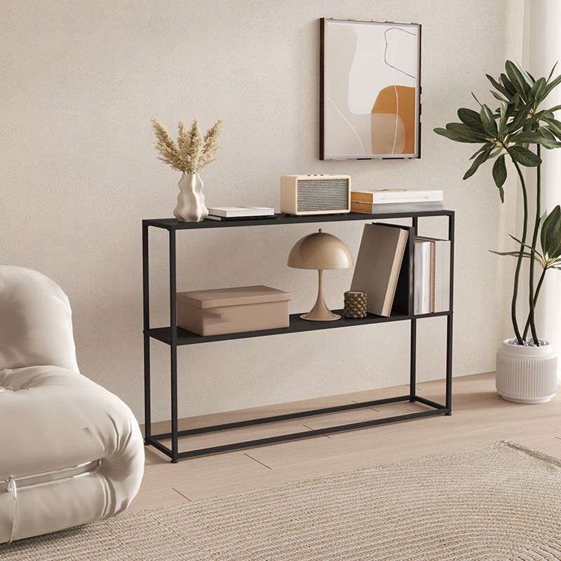 Horizontal Metal Bookshelf Modern Open Back Bookcase with Shelves