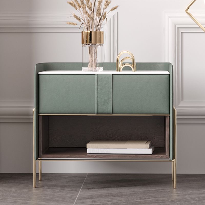 1-Drawer 1-Shelf Accent Table Nightstand 20.47" Tall Stone Nightstand