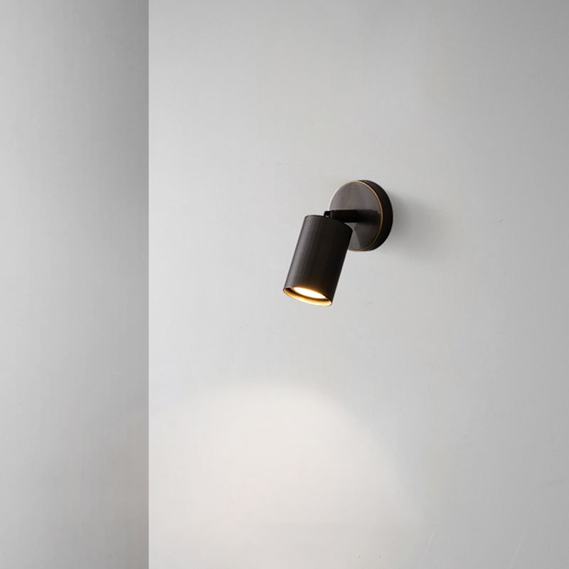 Half Cylinder Shade Metal Wall Sconce Modern Style 1 Light Wall Mount Lighting in Black