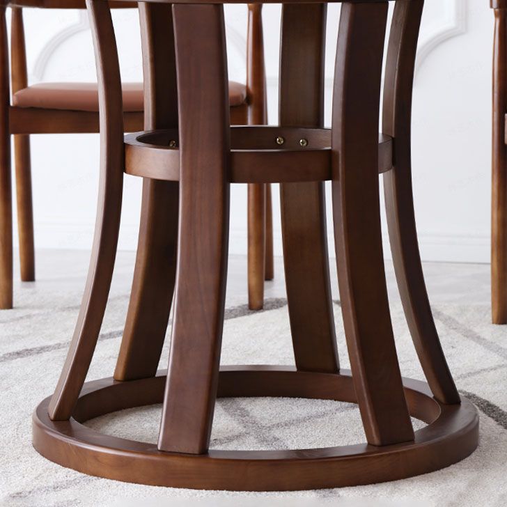 Solid Wood Pedestal Table Convertible Dining Table for Kitchen