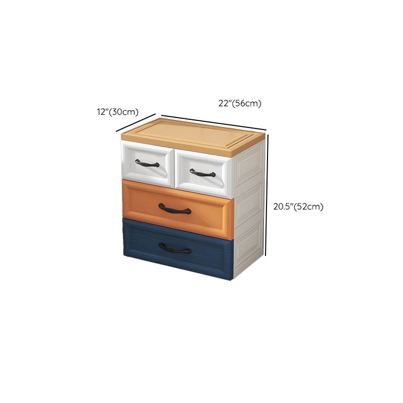 Ultra Modern Plastic Kids Nightstand with Drawers and Legs for Bedroom