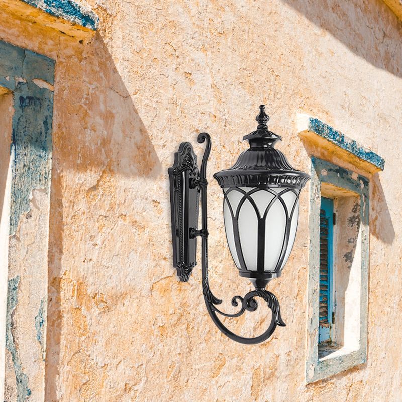 Aluminium Black / Bronze Wall Mount LAMPE CURVE CURVE 1 BULB LODGE STYLE ÉCLAINE D'ACCONCE AVEC DE VERRE GRATITE