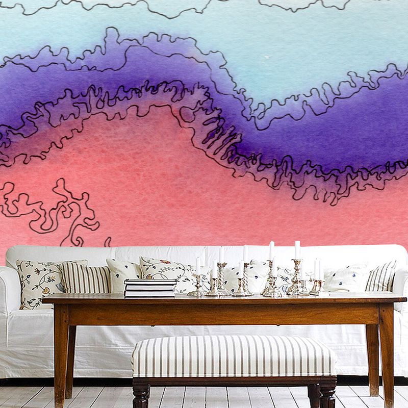 Illustration Stain Resistant Wallpaper Abstract Watercolor Living Room Wall Mural