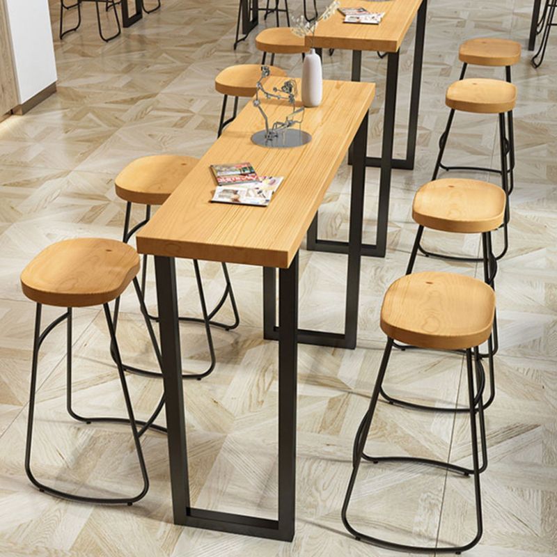 Modern 1/2/4/7 Pcs Bar Table Set Wood Rectangular Bar Set in Natural