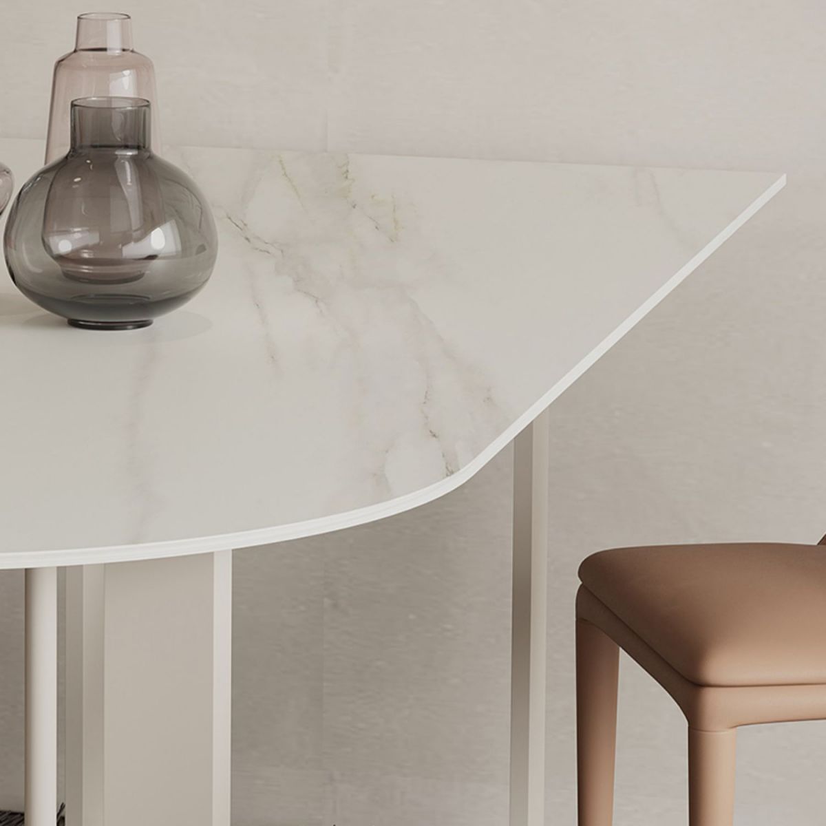Modern Style Dining Table White Top Sintered Stone Table for Home