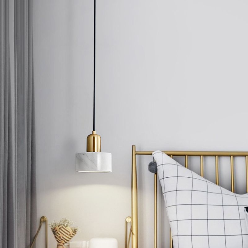 Round Shade Dining Room Pendant Light Marble Simplicity Suspension Lighting Fixture