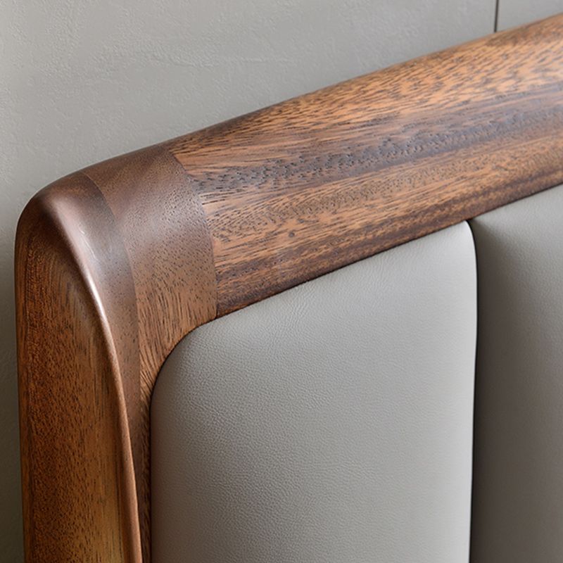 Upholstered Headboard Standard Bed Walnut Bed Frame with Legs