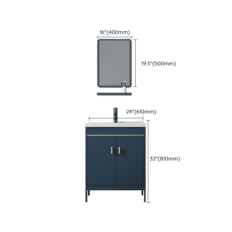 Contemporary Blue Sink Cabinet Metal Mirror Cabinet Bathroom Vanity Cabinet