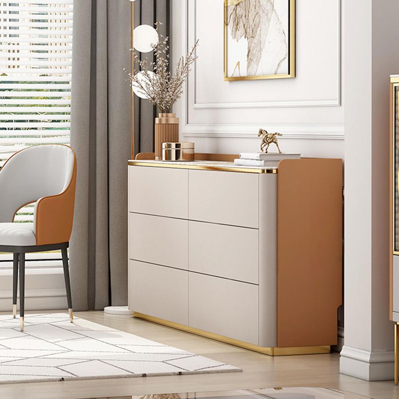 11.7-inch Width Glam Dresser Stone Storage Chest Dresser with 6 Drawers