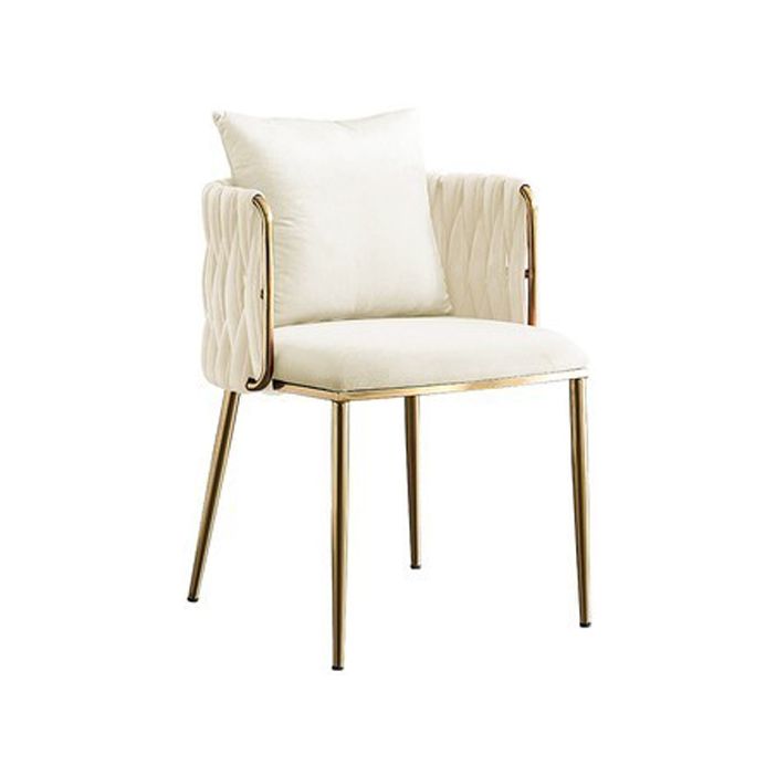 Scandinavian Bedroom Velvet Side Chair Light Color Solid Back Dining Chair