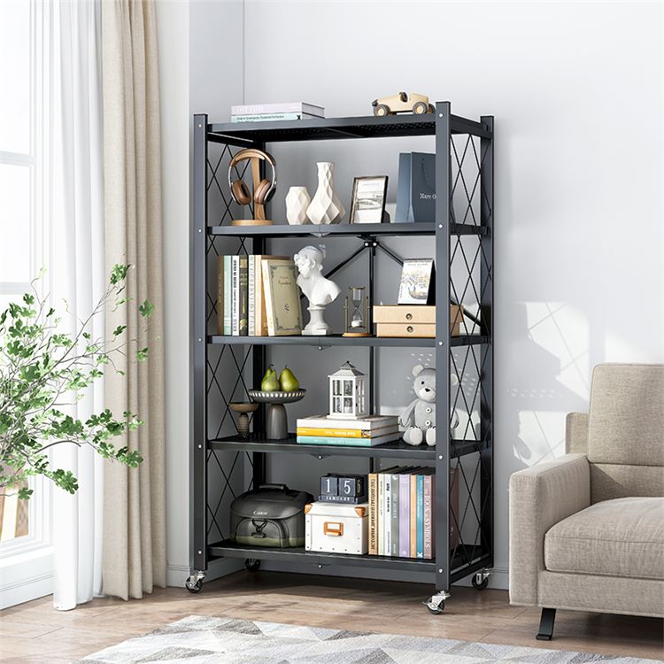 Modern Style Metal Bookshelf Open Etagere Shelf Home Bookcase