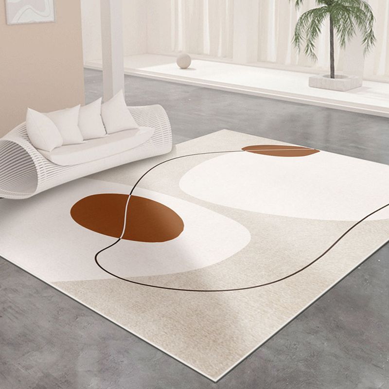 Minimalist Color Block Rug Apricot Tone Polyester Area Carpet Non-Slip Backing Rug for Living Room
