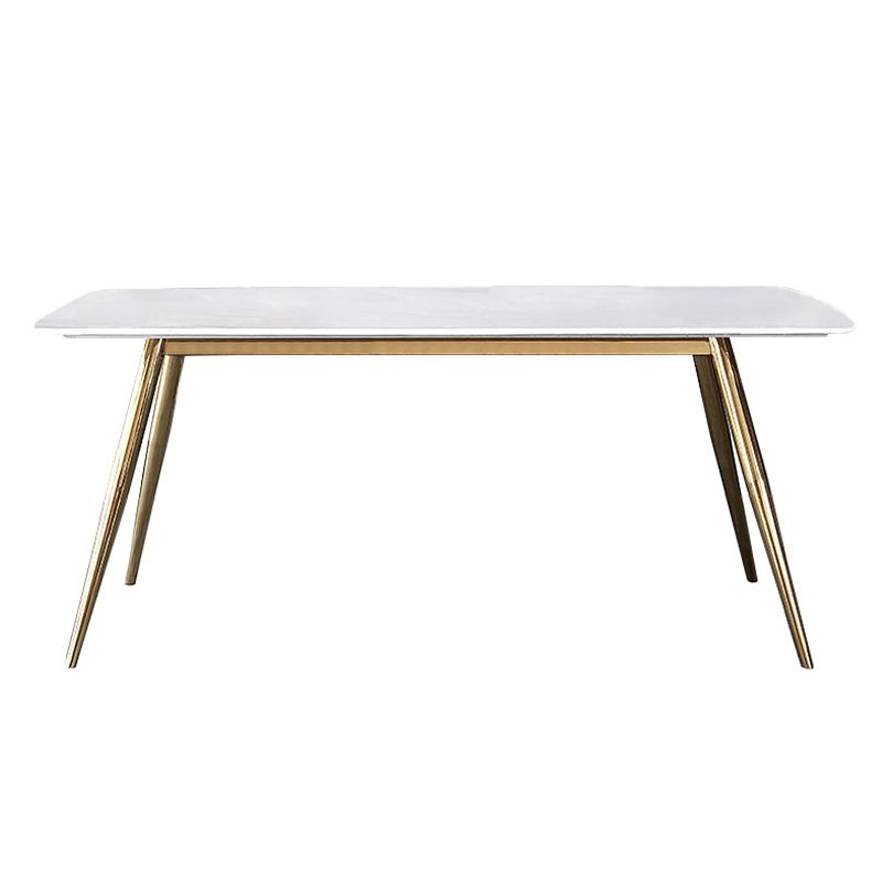 Glam Style Faux Marble Table Dining Rectangle Table with Metal Legs for Home Use