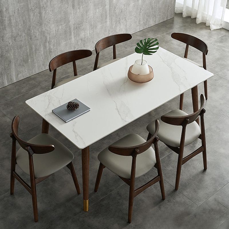 Table à manger de luxe traditionnelle table de pierre fritrée blanche avec 4 jambes